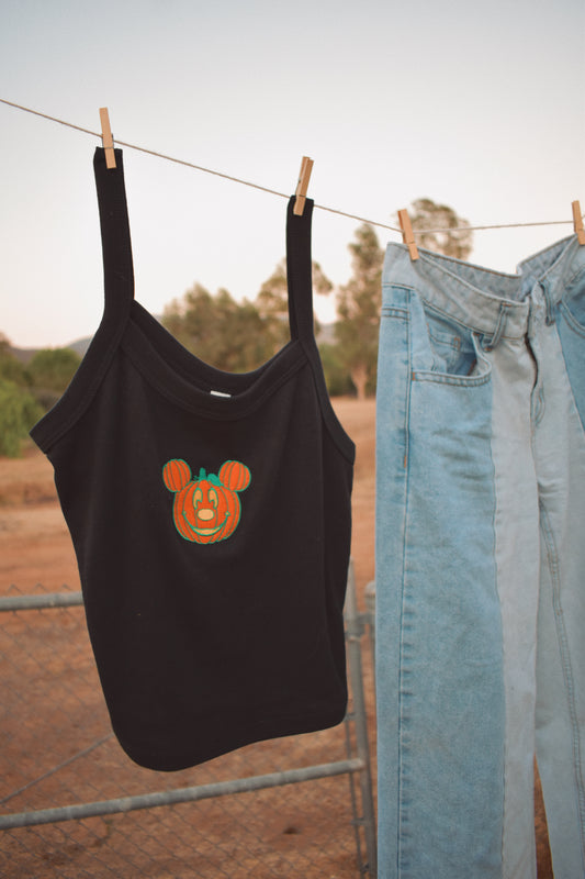 Pumpkin Mouse Embroidered Tank