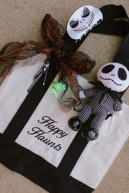 Happy Haunts Embroidered Canvas Tote